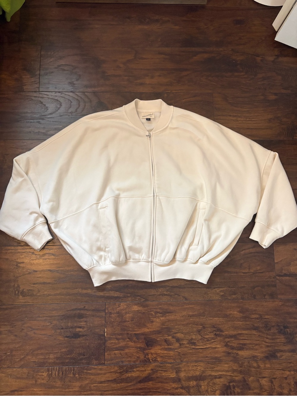 Universal Thread Cream Zip-Front Bomber Sweatshirt